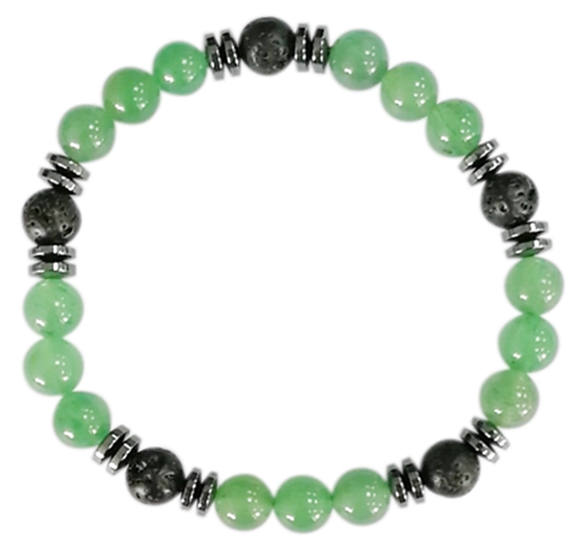 Bracelet H Aventurine Verte, Pierre de lave Perles rondes 8 mm 1