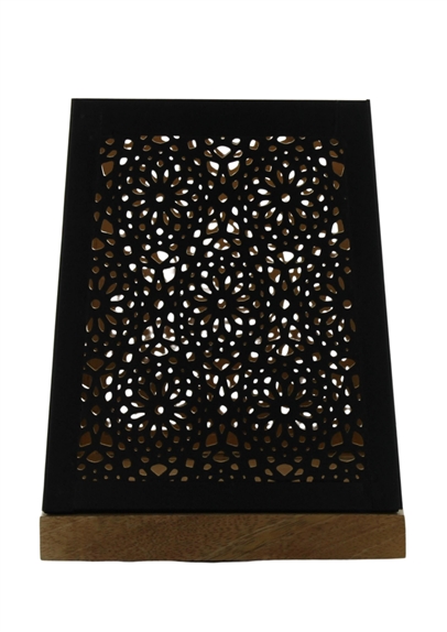 Photophore Carré Base Bois - 15,5 x 20 cm 1