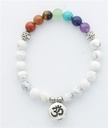 Bracelet 7 Chakras Howlite Perles rondes 8 mm  Breloque Om 1