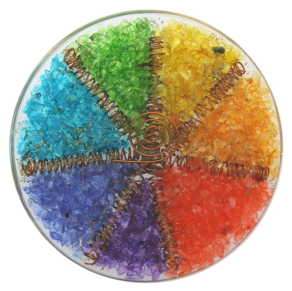 Sous verre Orgonite 7 Chakras avec symbole Méditation 1