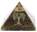 Pyramide Orgonite Oeil de Tigre avec Symbole Arbre de Vie 1