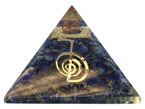 Pyramide Orgonite Lapis Lazuli avec Symbole Reiki 1