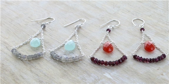 Boucles d'oreilles Grenat et Cornaline Argent 925 1