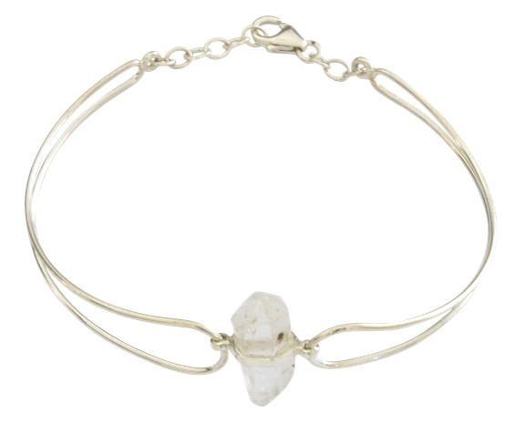 Jonc pierre brute Cristal de roche - Argent 925 1