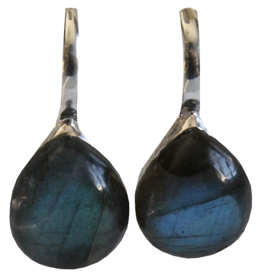Boucles d'oreilles Labradorite Argent 925 Bombées 1