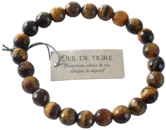Bracelet il de Tigre Perles rondes facettées 1