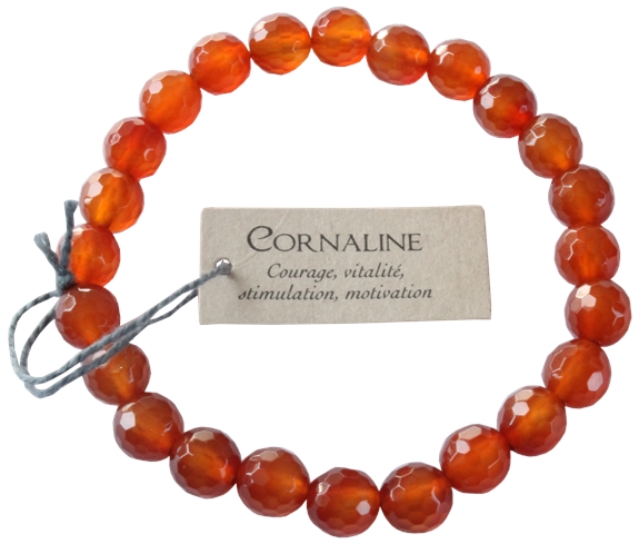 Bracelet Cornaline Perles rondes facettées 1