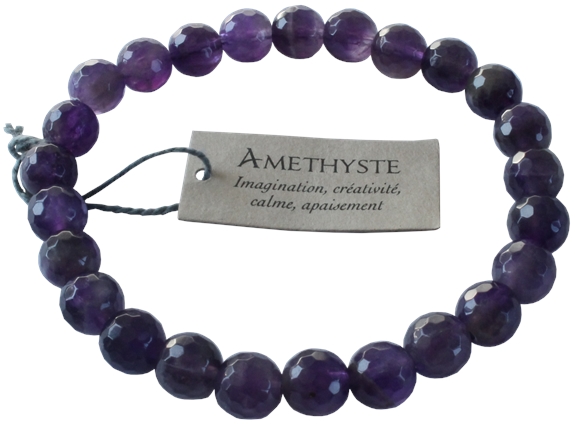 Bracelet Améthyste Perles rondes facettées 1