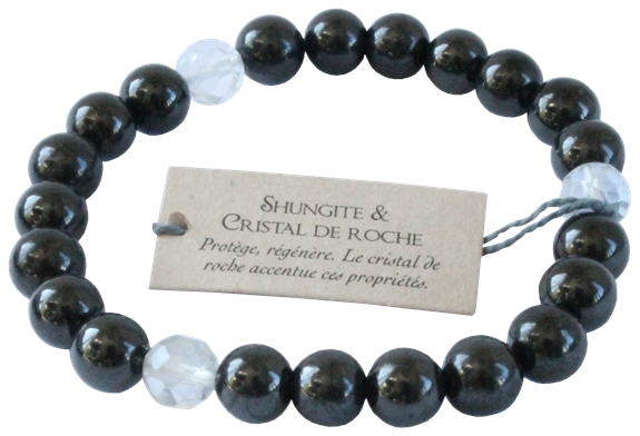 Bracelet Shungite et Cristal de roche Perles rondes 8 mm 1