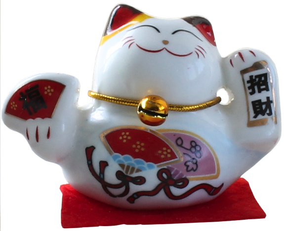 Ensemble de 5 Chats Maneki Neko en porcelaine 1