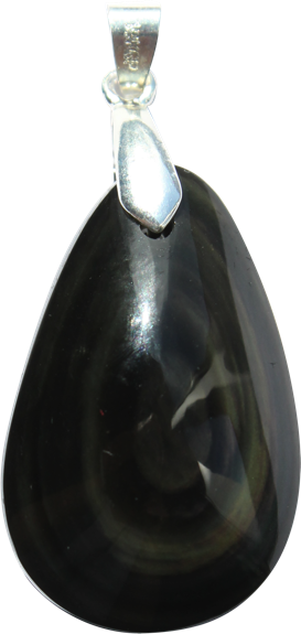 Pendentif Obsidienne Oeil Céleste Double face Pierre percée 1