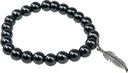 Bracelet Hématite Perles rondes 8 mm et Breloque plume 1