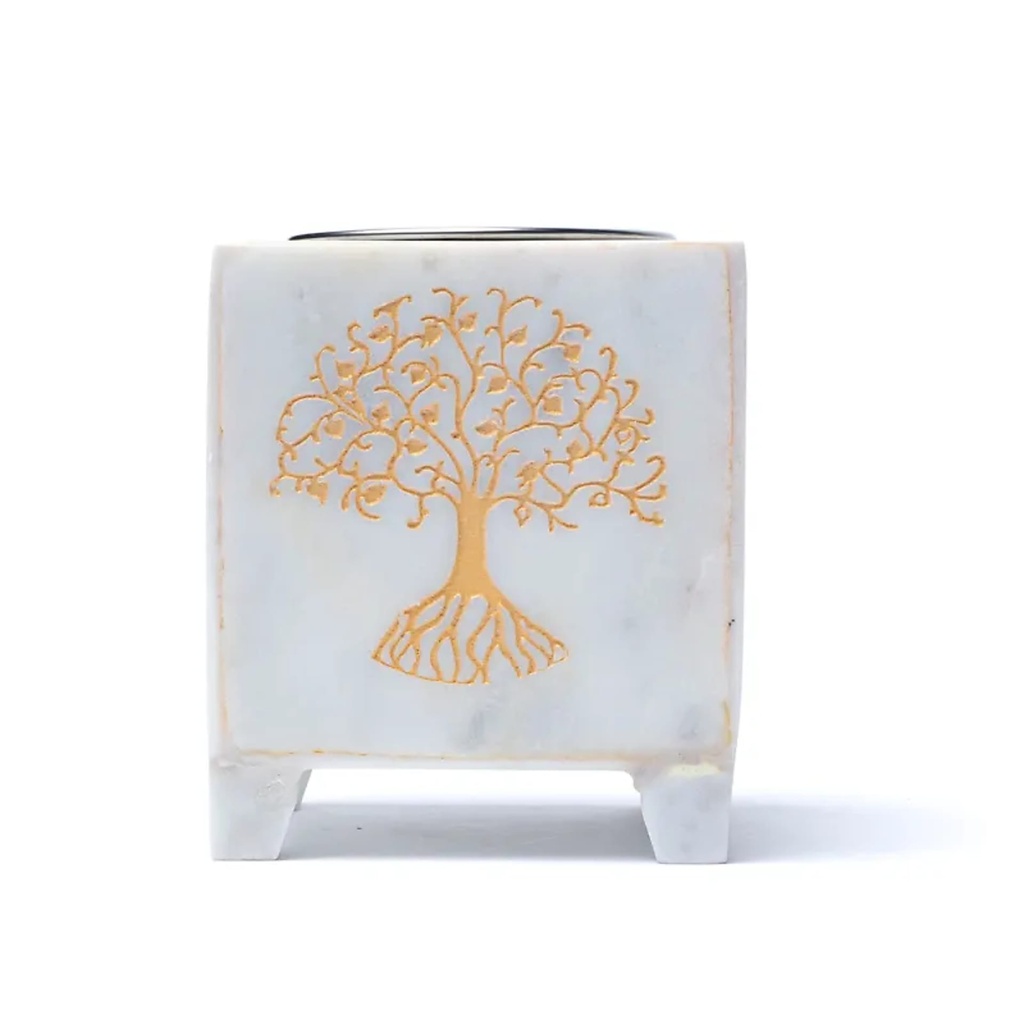 Brûle-encens arbre de vie marbre blanc 0