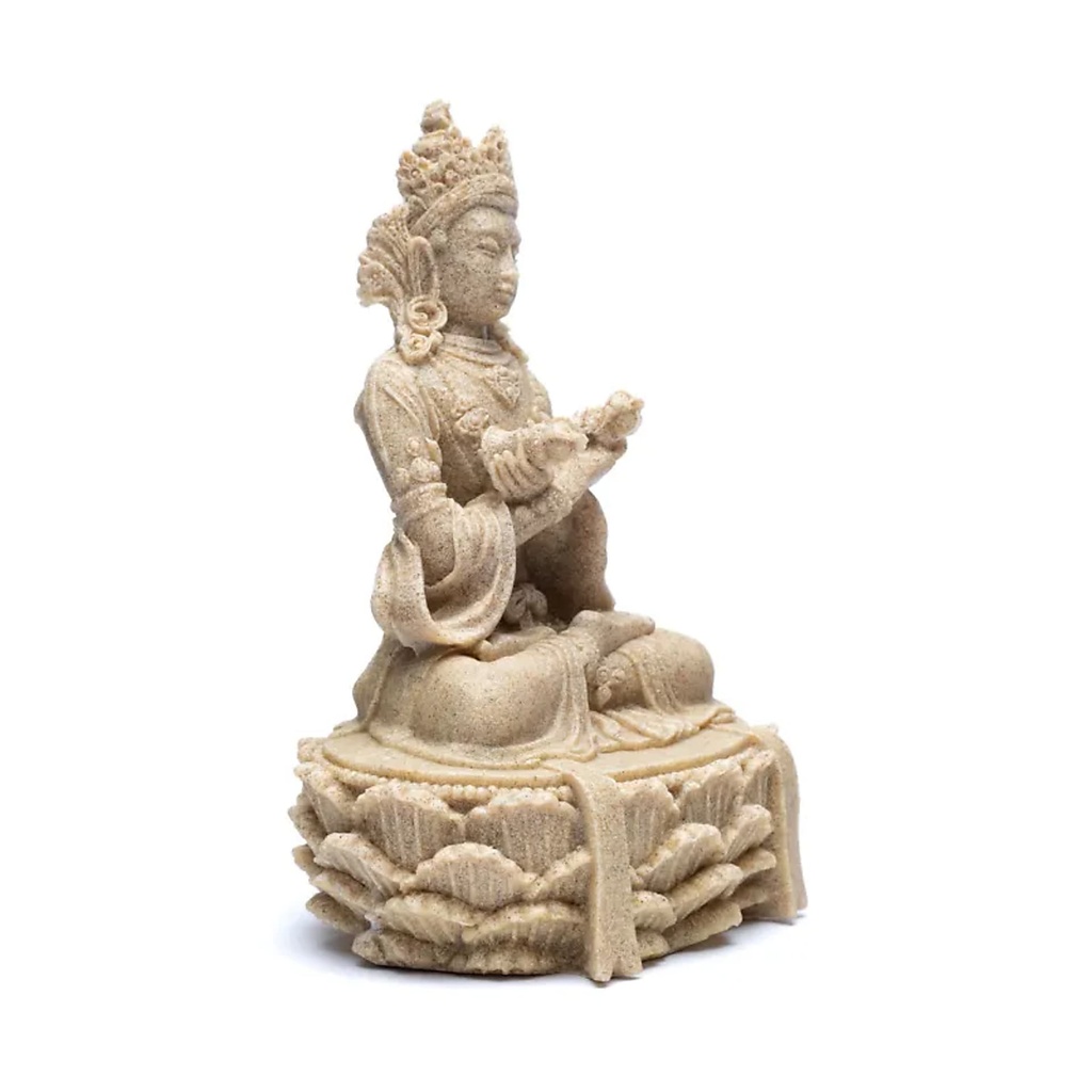 Statue bouddha avec dorje et cloche couleur sable 0