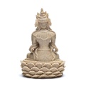 Statue bouddha avec dorje et cloche couleur sable 2