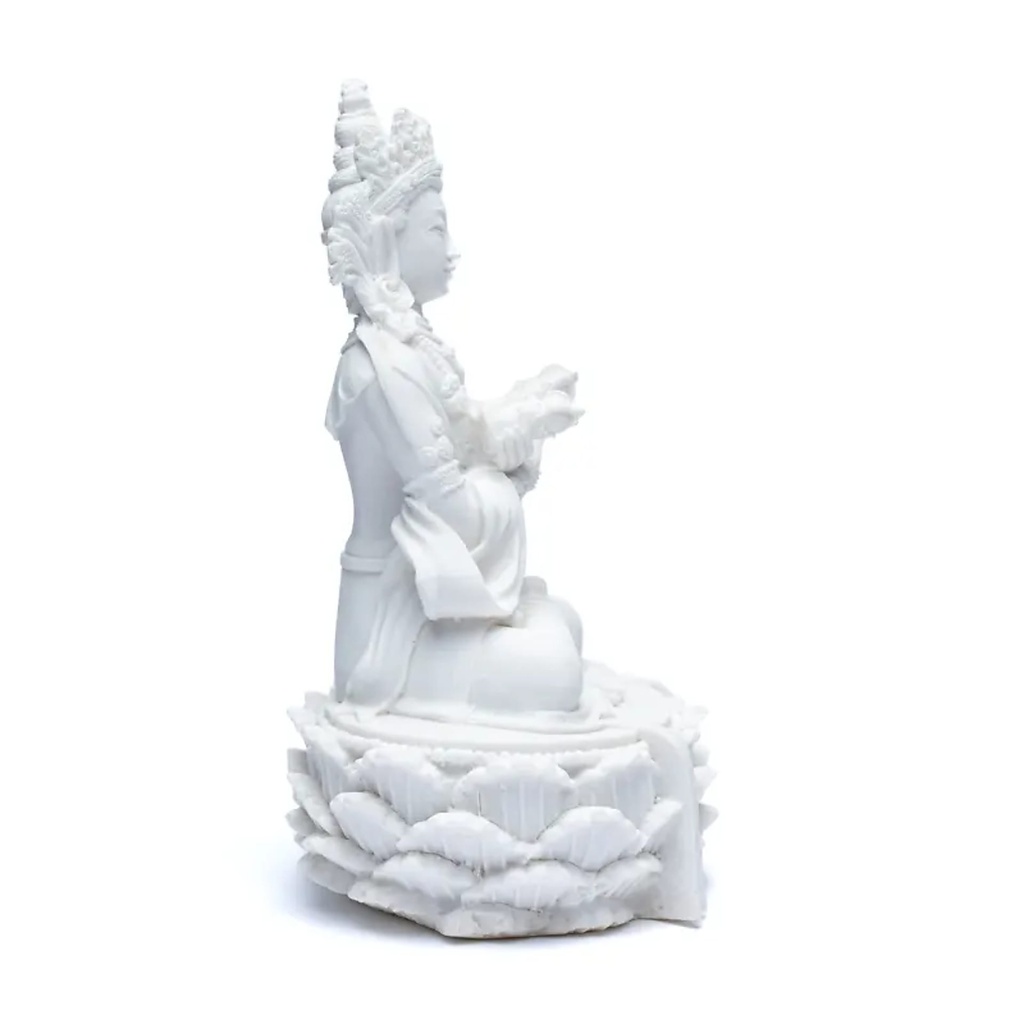 Statue bouddha avec dorje et cloche blanc 1