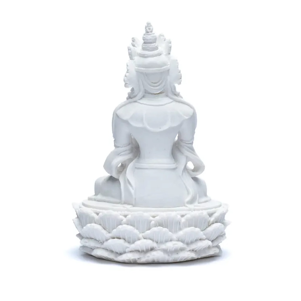 Statue bouddha avec dorje et cloche blanc 2