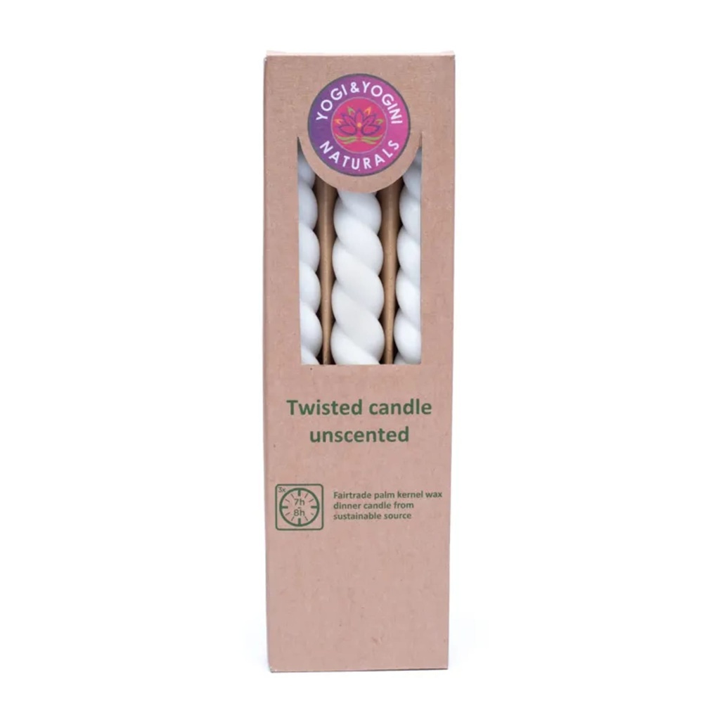 Bougie de table torsadée blanche non parfumée 0