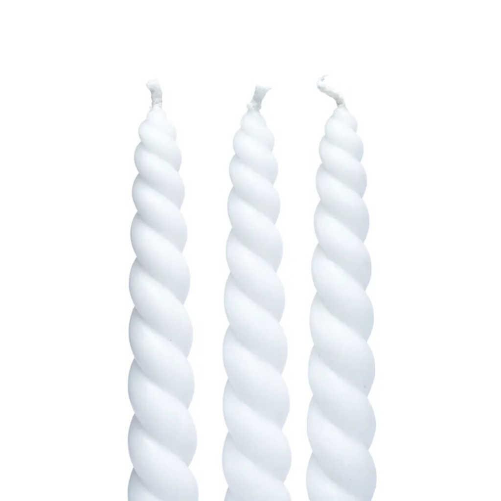 Bougie de table torsadée blanche non parfumée 1