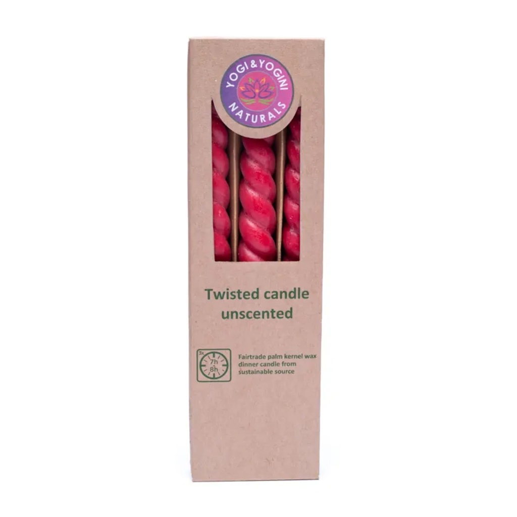 Bougie de table torsadée rouge non parfumée 0