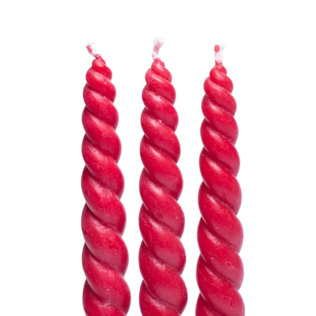 Bougie de table torsadée rouge non parfumée 1