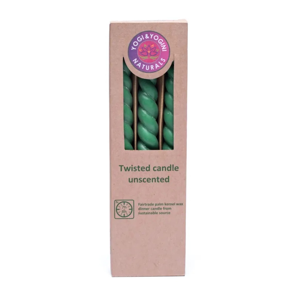 Bougie de table torsadée verte non parfumée 0