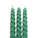 Bougie de table torsadée verte non parfumée 1