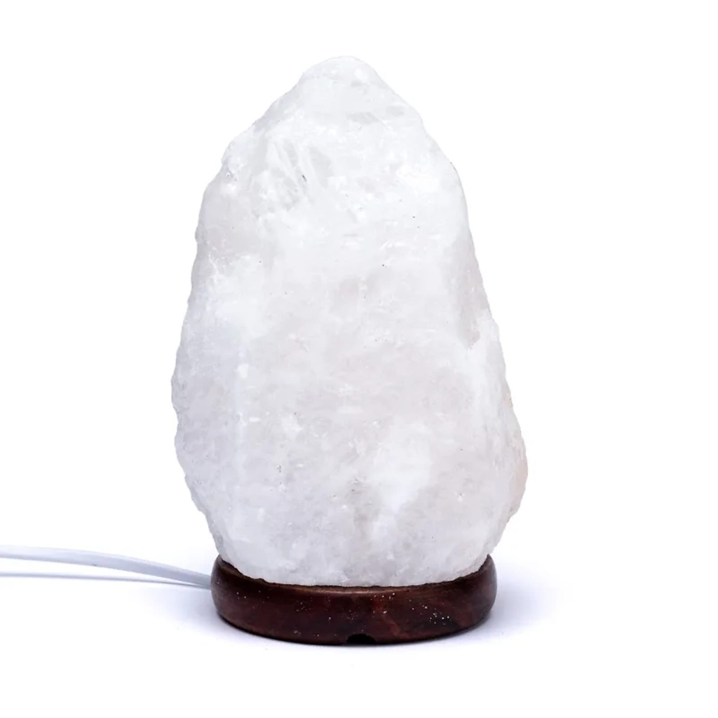 Lampe cristal de sel blanche avec câble et LED 1