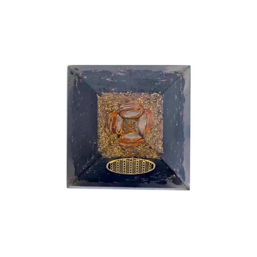 Orgonite Pyramide tourmaline fleur de vie 1