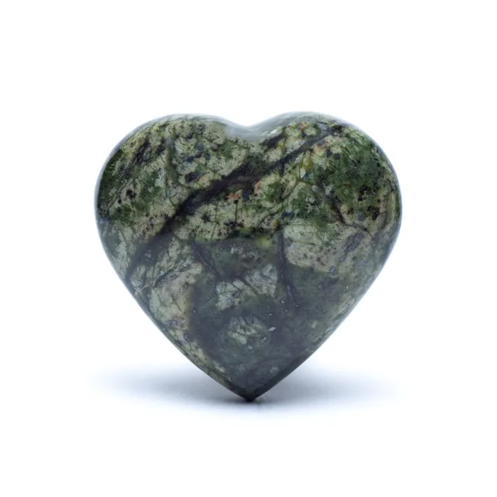 Coeur en Serpentine verte Pierre de soucis 1
