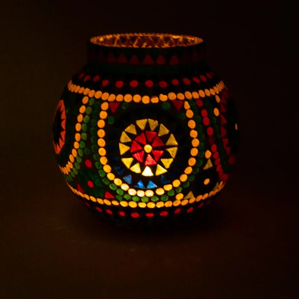 Photophore mosaïque multicolore 0