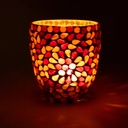 Photophore mosaïque rouge/jaune 3