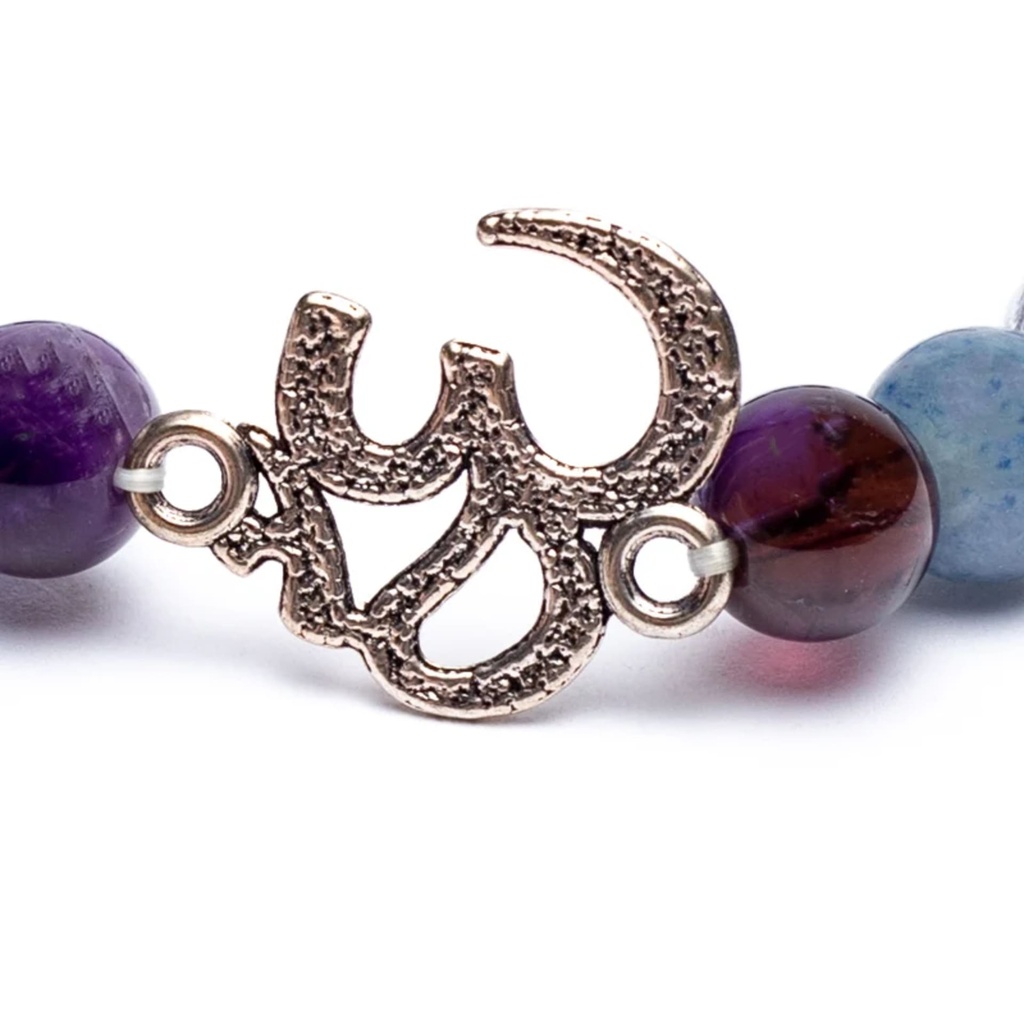 Mala/bracelet Améthyste/ Aventurine/ Cristal de roche + Om 0
