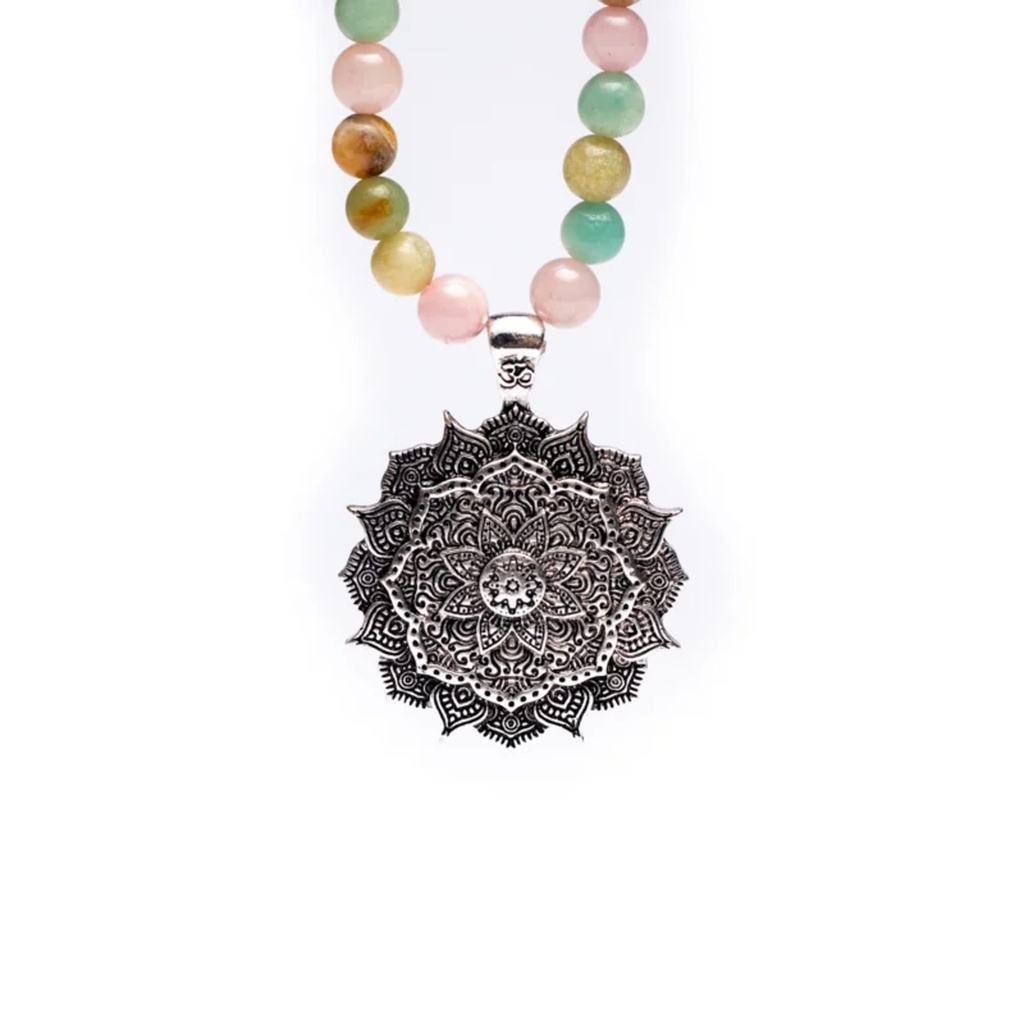 Mala Quartz rose/ Amazonite/ Rhodonite + lotus 0