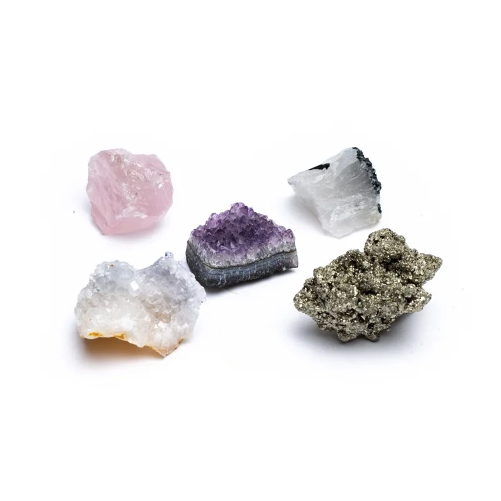 Coffret avec 5 roches en cristal minéral 0