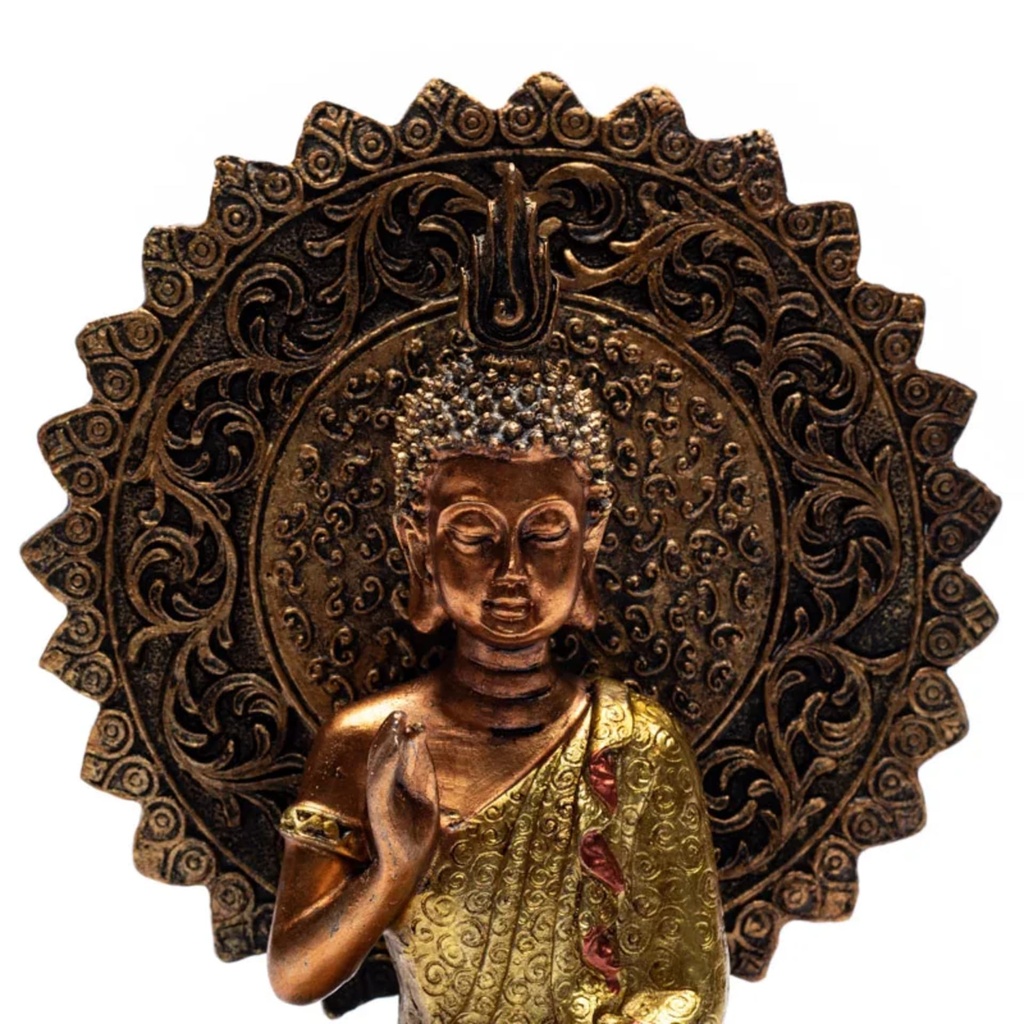 Bouddha de la Réassurance avec aura et trône 3