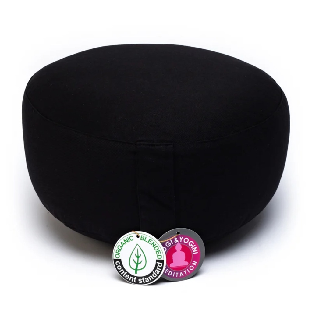 Coussin de méditation noir avec Om coton Bio (OCS) 1