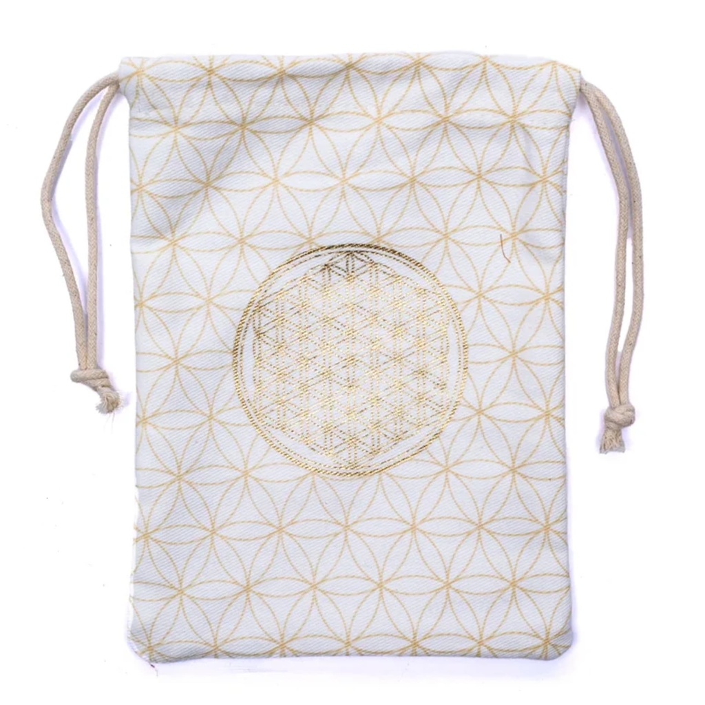 Sac en coton fleur de vie blanc 0
