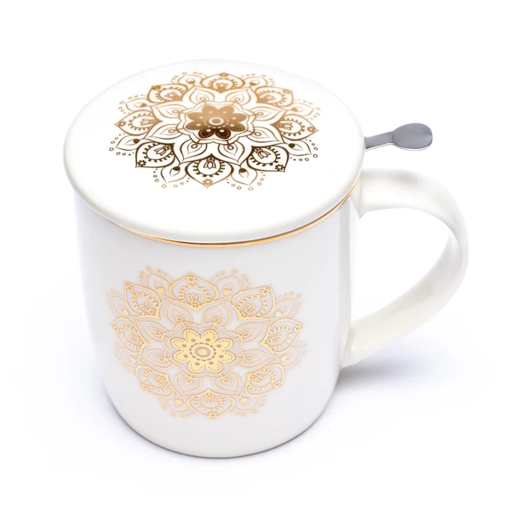 Tasse Infuseur à Thé Mandala blanc 0