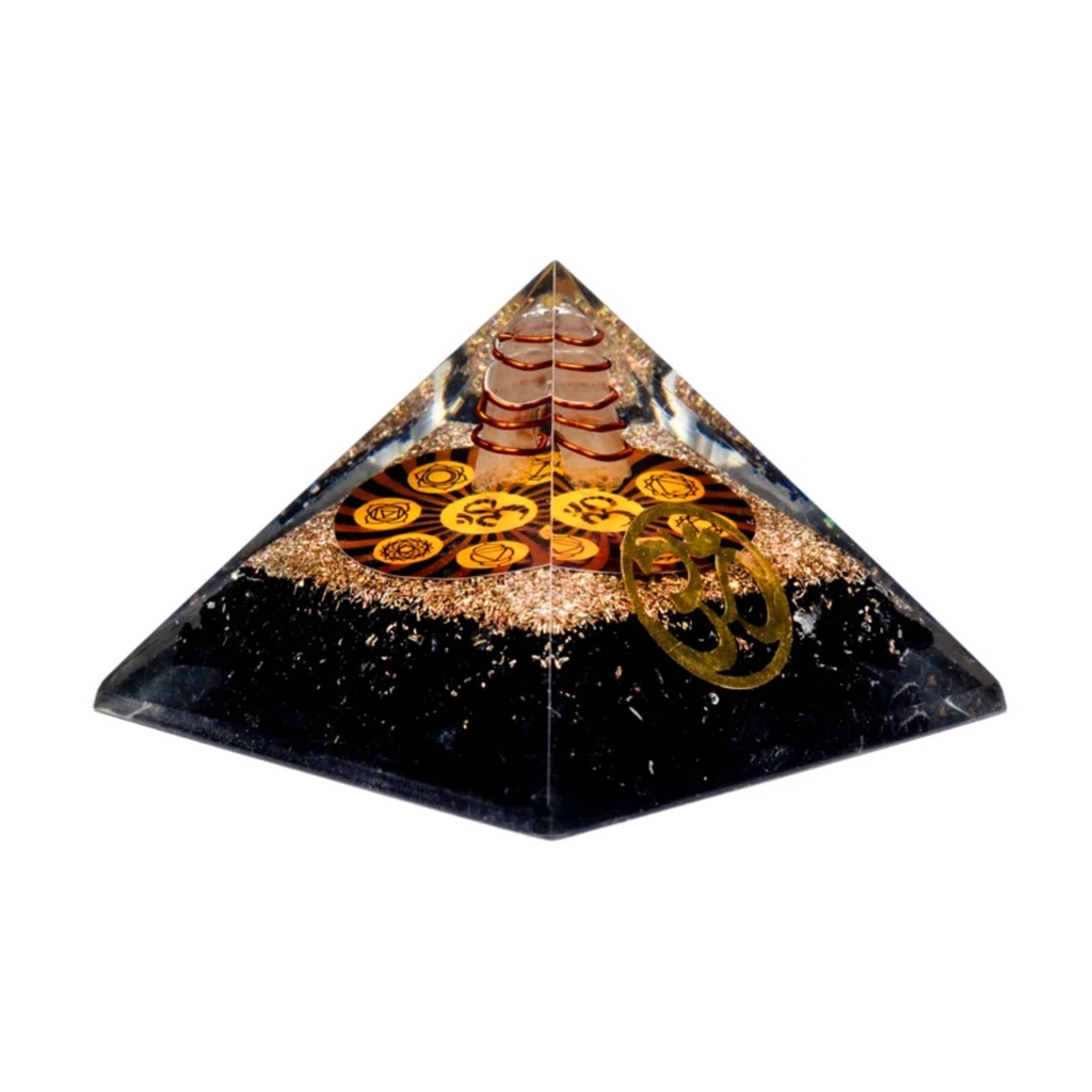Orgonite chakra pyramide Tourmaline noire avec Om 0