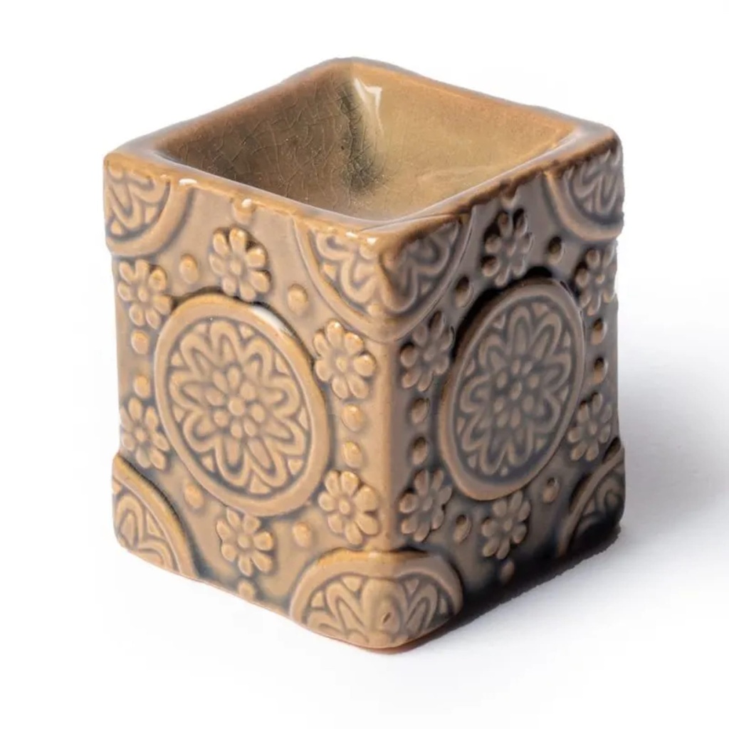 Brûleur cire à fondre aromatique fleurs beige 0