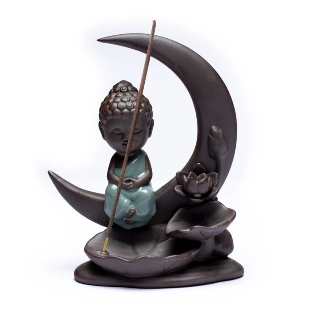 Brûleur d'encens à refoulement Bouddha Lune 0