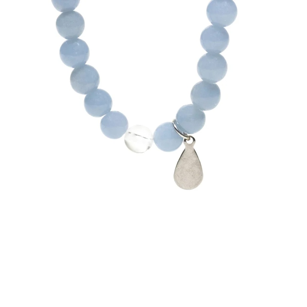 Bracelet en angélite élastique avec aile d'ange 1