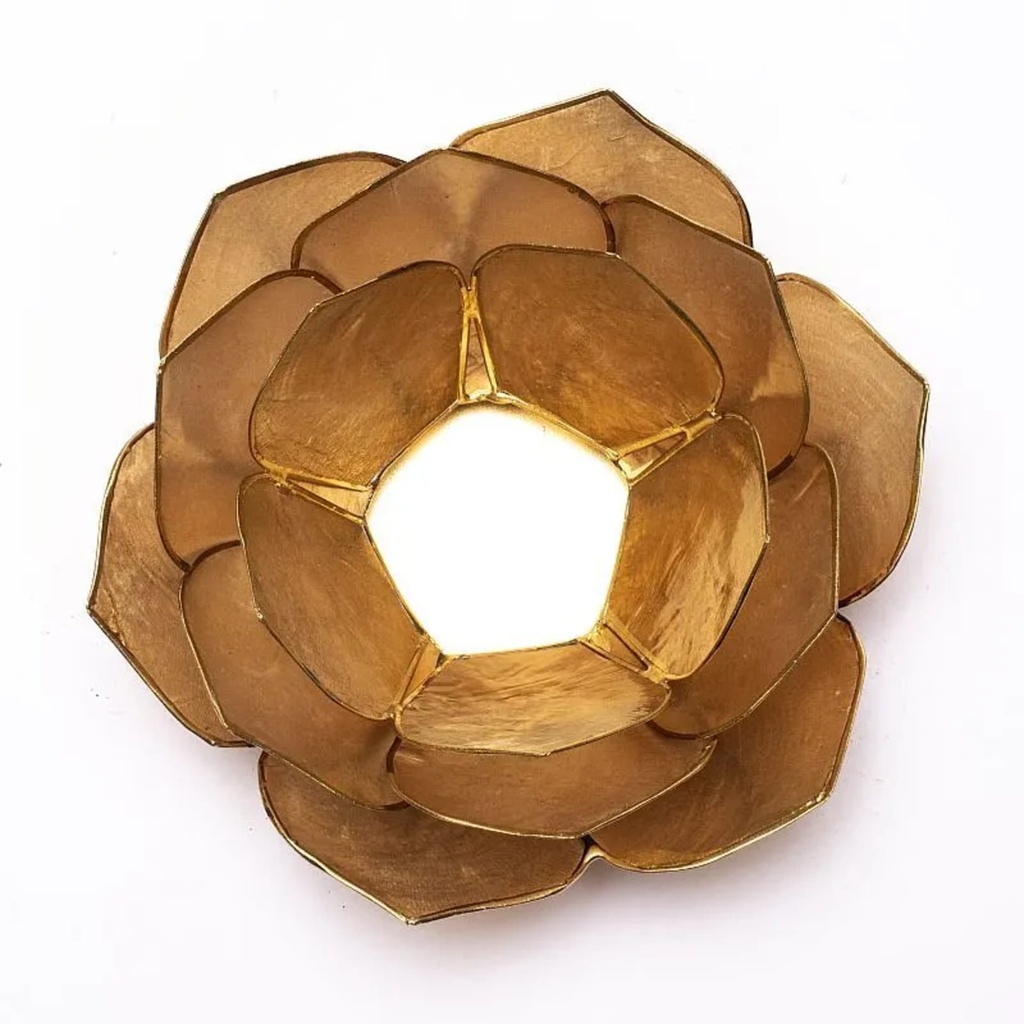 Lumière d'ambiance pétale Lotus fumé/beige bordure or 0