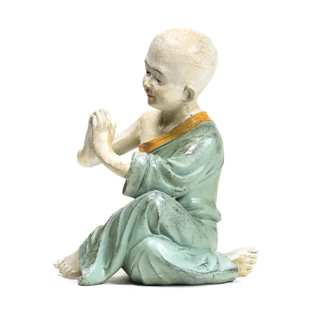Statue Moine Yoga Namaste Vert 1