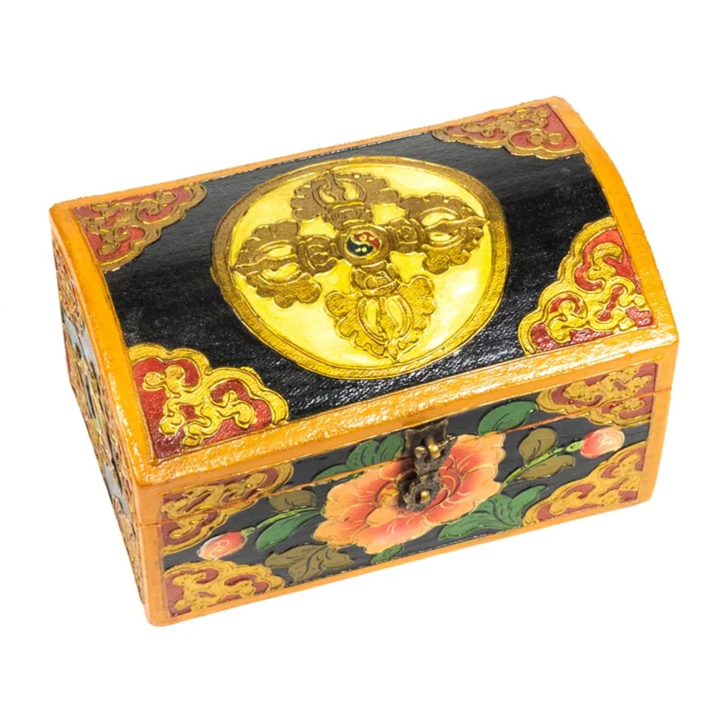 Coffret à trésor tibétain avec double dorje petit 1
