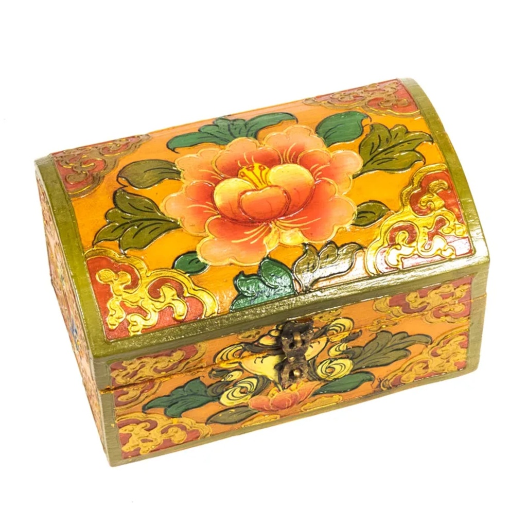 Coffret à trésor tibétain avec lotus petit 1