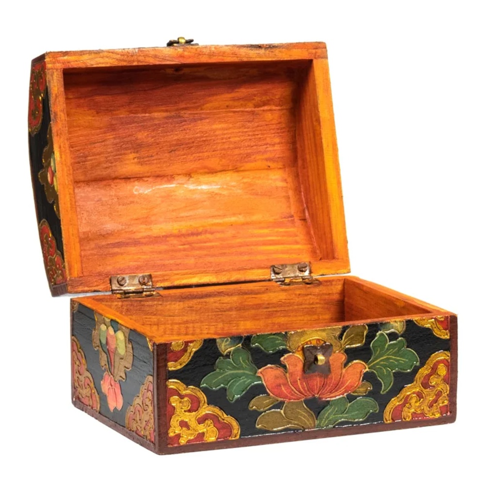 Coffret à trésor tibétain avec lotus 0