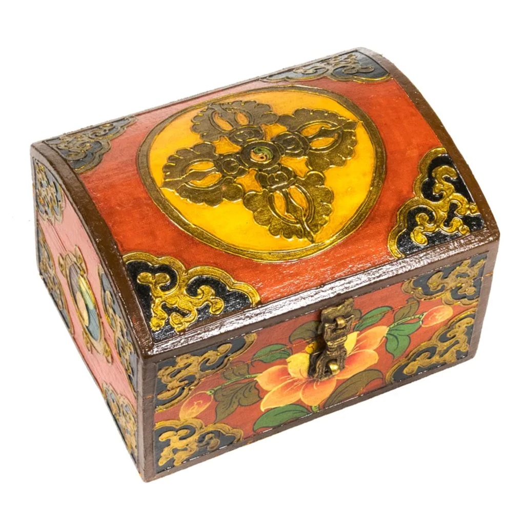 Coffret à trésor tibétain avec double dorje 1