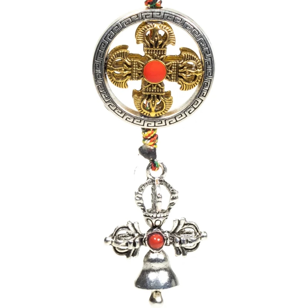 Pendentif de protection double dorje cloche 0